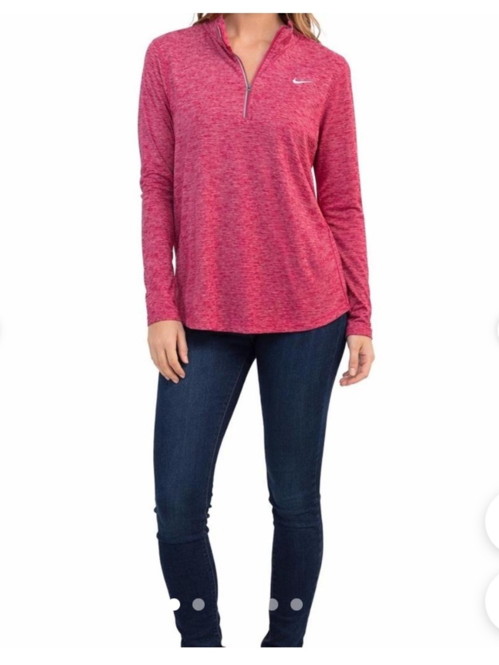 Nike Heather Pink Quarter-Zip Long Sleeve Pullover